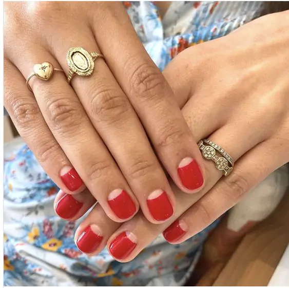 Halfmoon manicure on short nails
