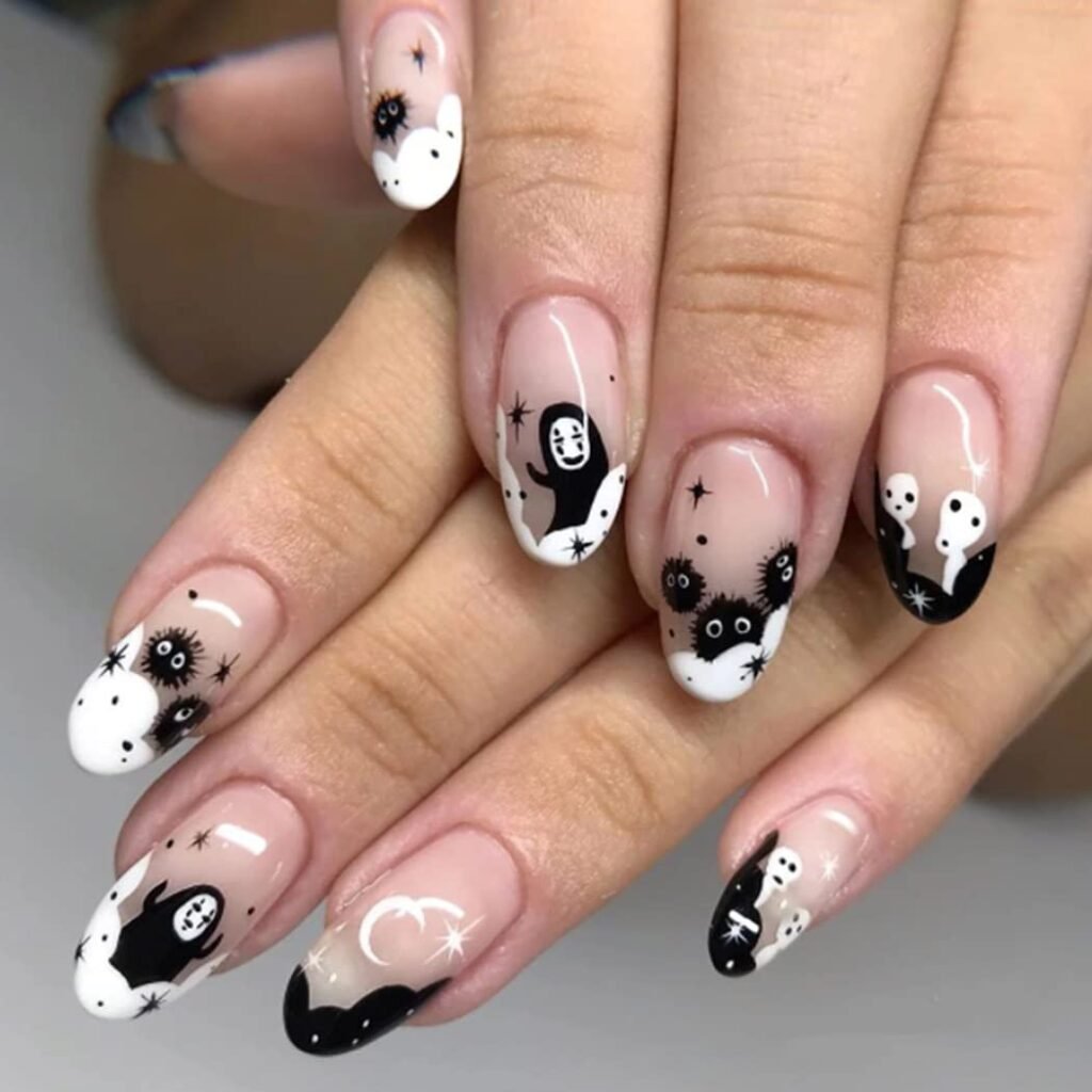 Negative space nail art on short nails