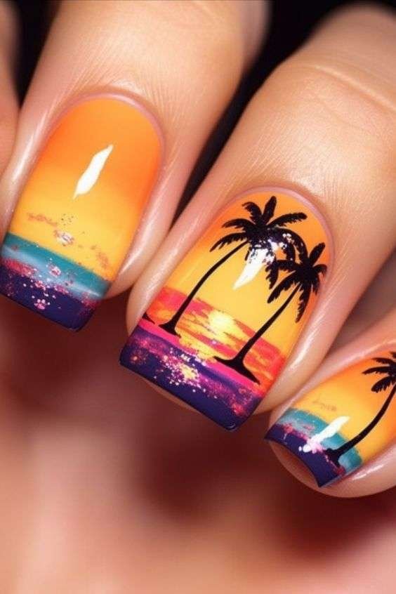 Sunset Serenade summer nails