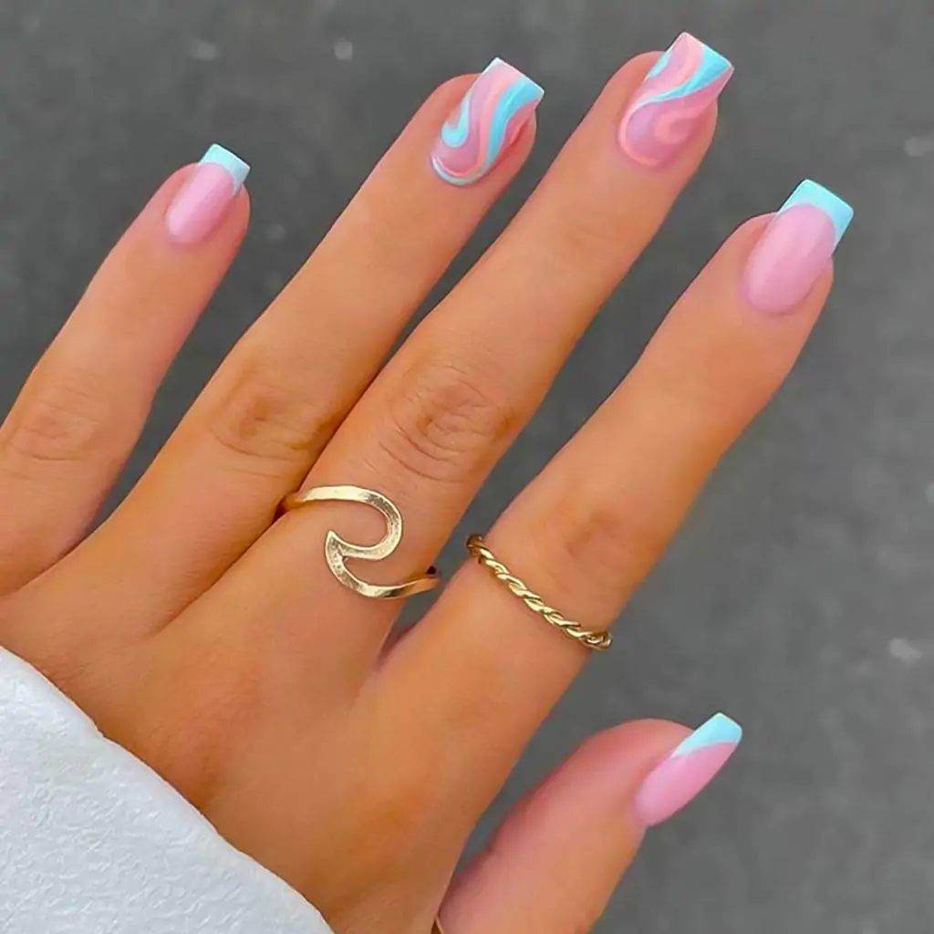 Swirls Design Square Acrylic Nails