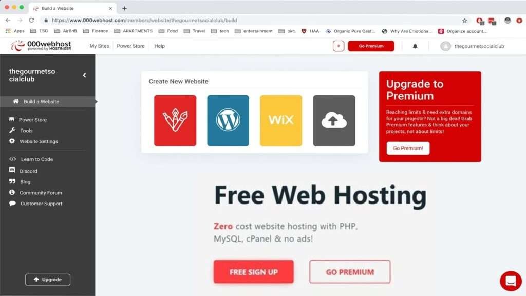 000Webhost Free Web Hosting for blogging.