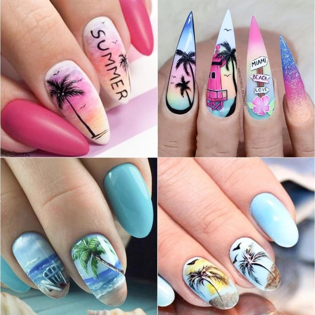 Palm Trees and Tropical Vibes Summer Nail Art