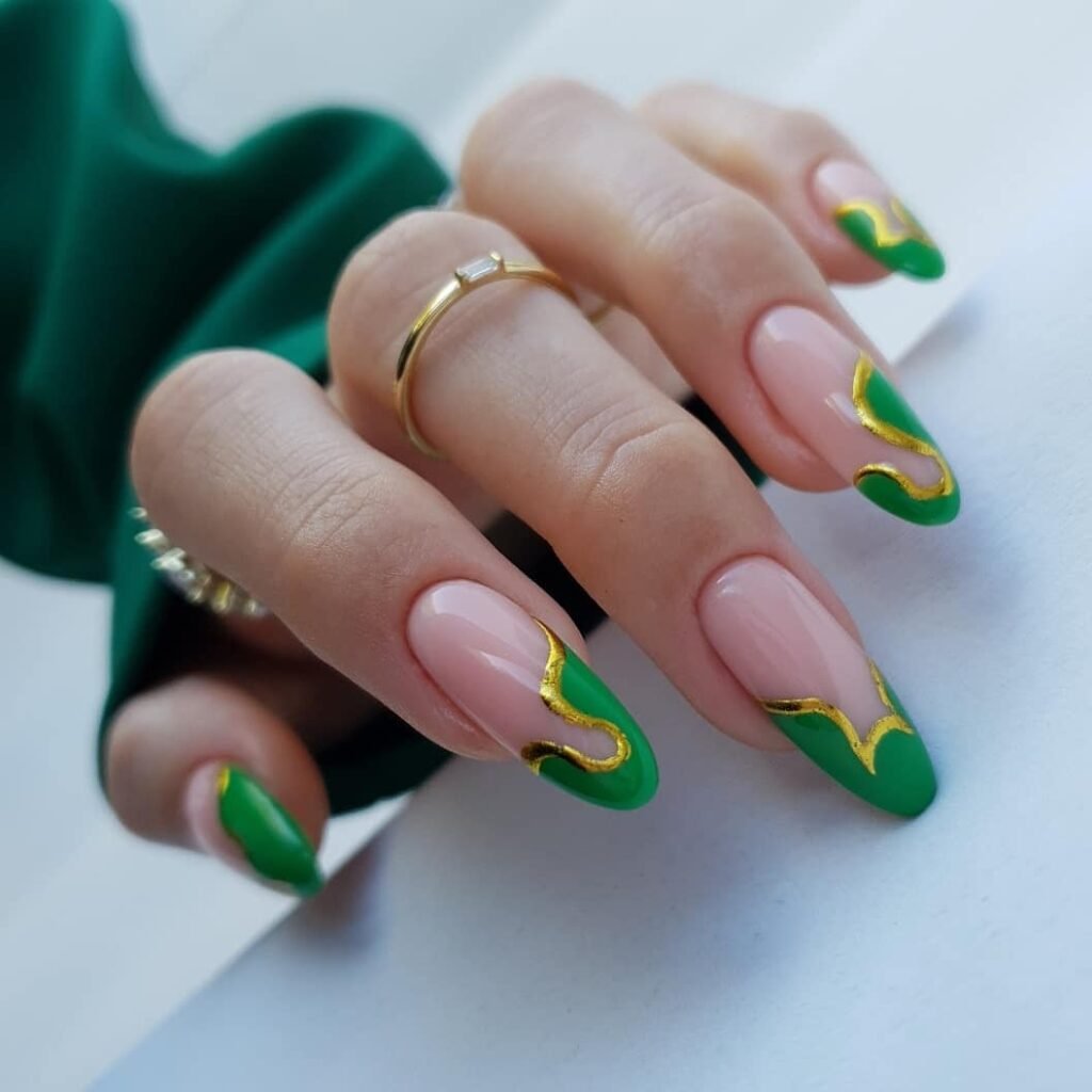 Regal Green Almond Nails