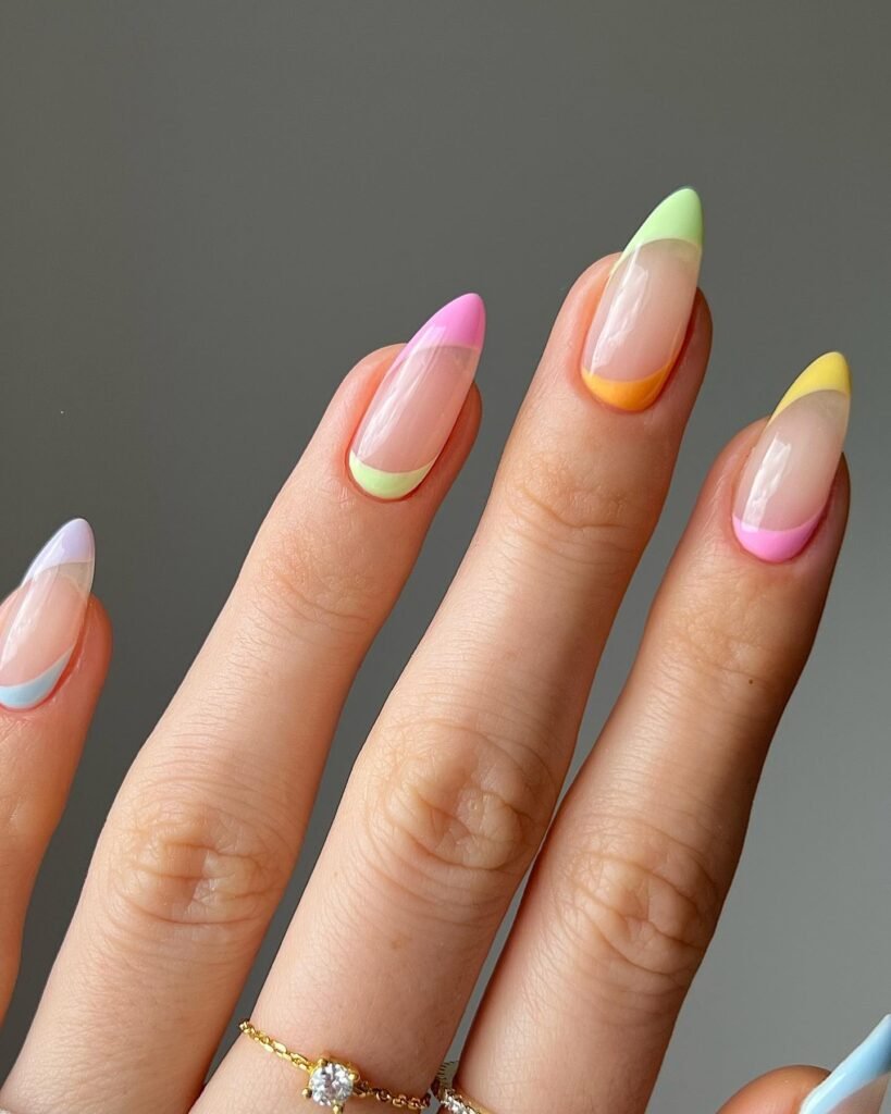 Pastel Rainbow Harmony french manicure