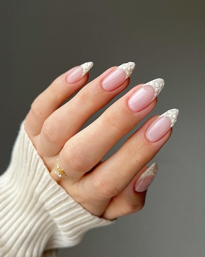 Pink Lace Elegance french manicure.