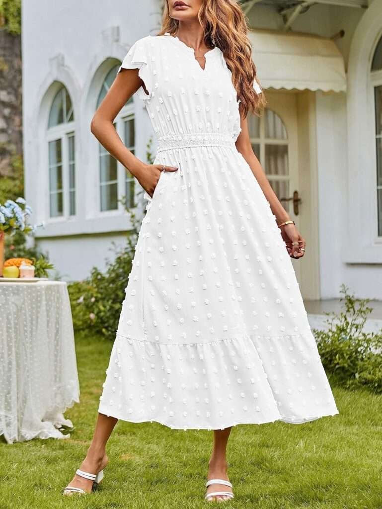 A Line White Maxi Dresses