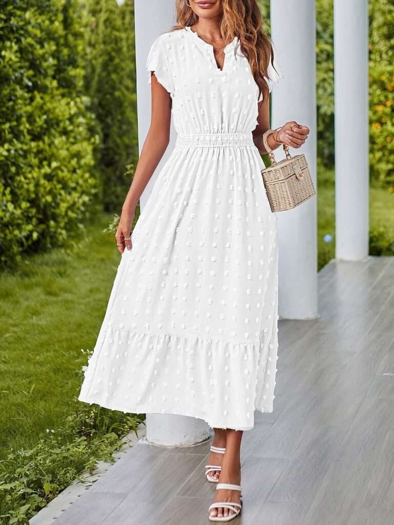 A Line White Maxi Dresses