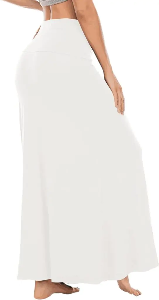 Women's Casual Solid Flare Long Maxi Skirt with High Waist by LYANER