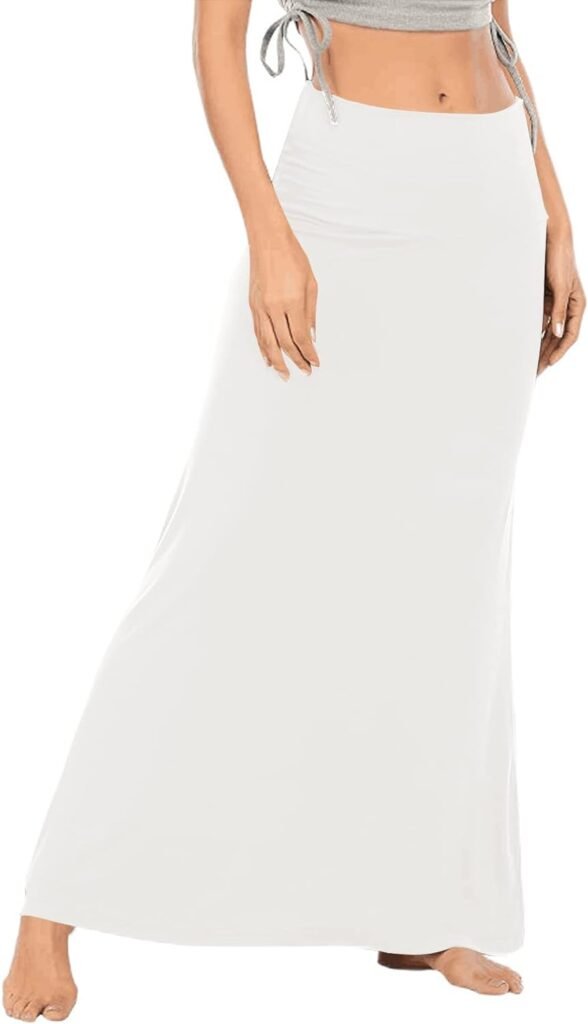 Women's Casual Solid Flare Long Maxi Skirt with High Waist by LYANER