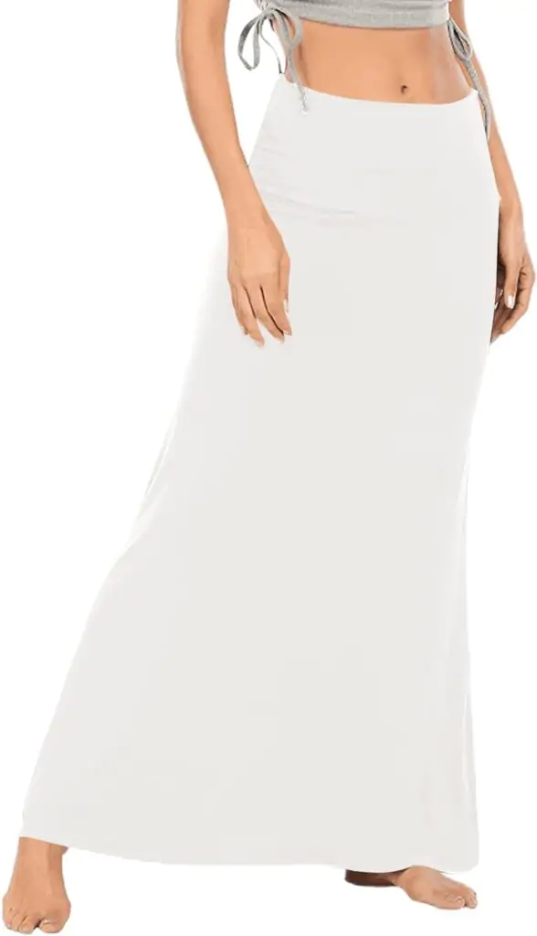 Women's Casual Solid Flare Long Maxi Skirt with High Waist by LYANER