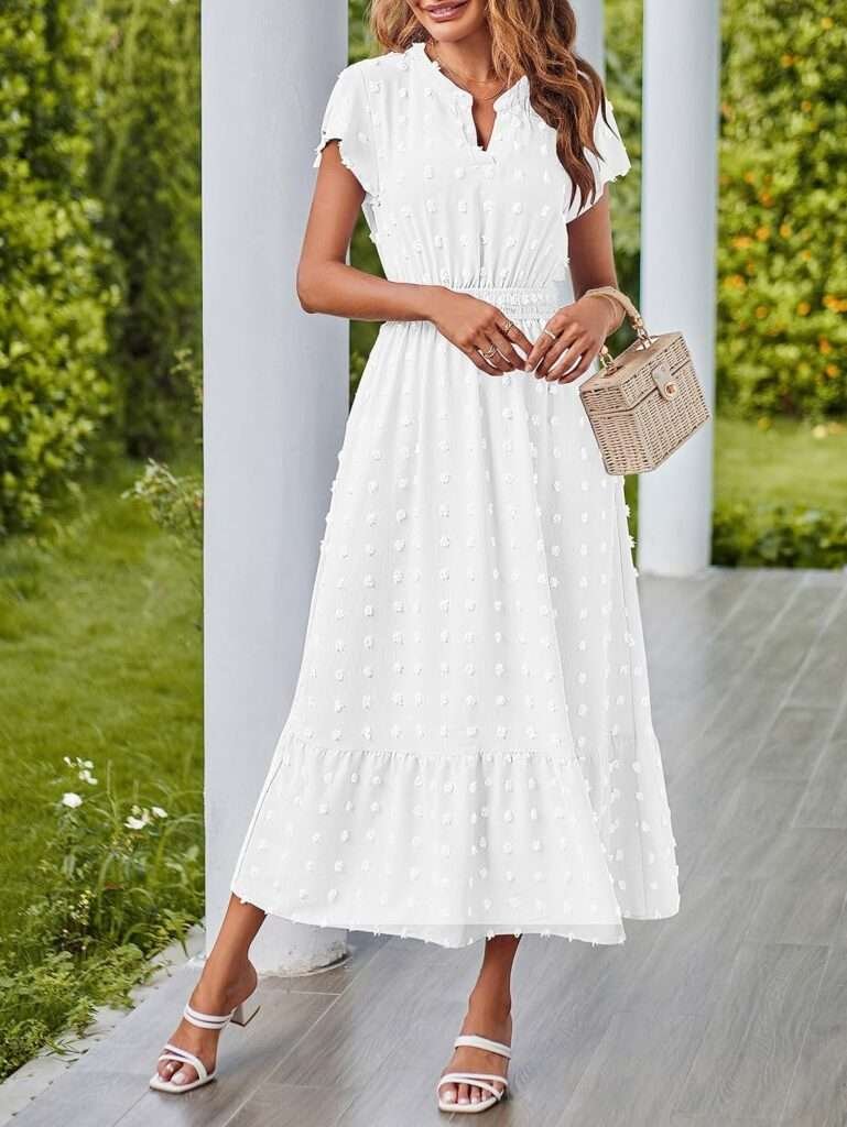 A Line White Maxi Dresses