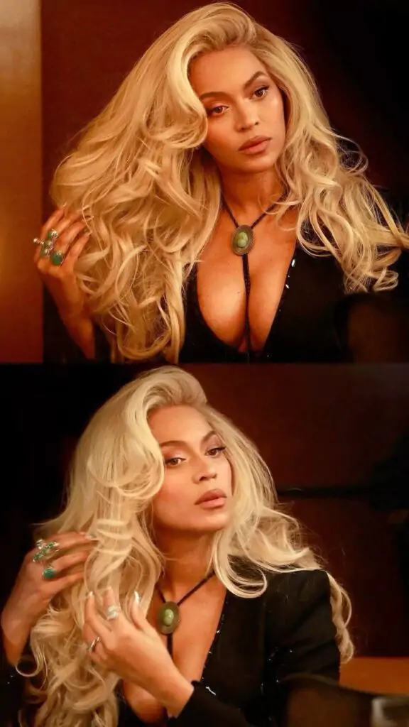 Beyonce with Voluminous Blonde Curls hairstyles