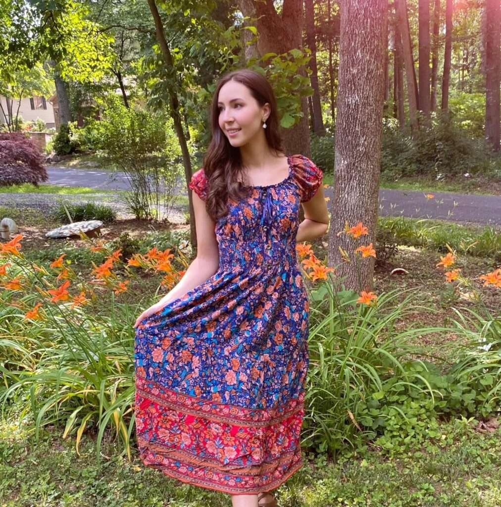 Boho Floral Print Casual Flowy Maxi Dress