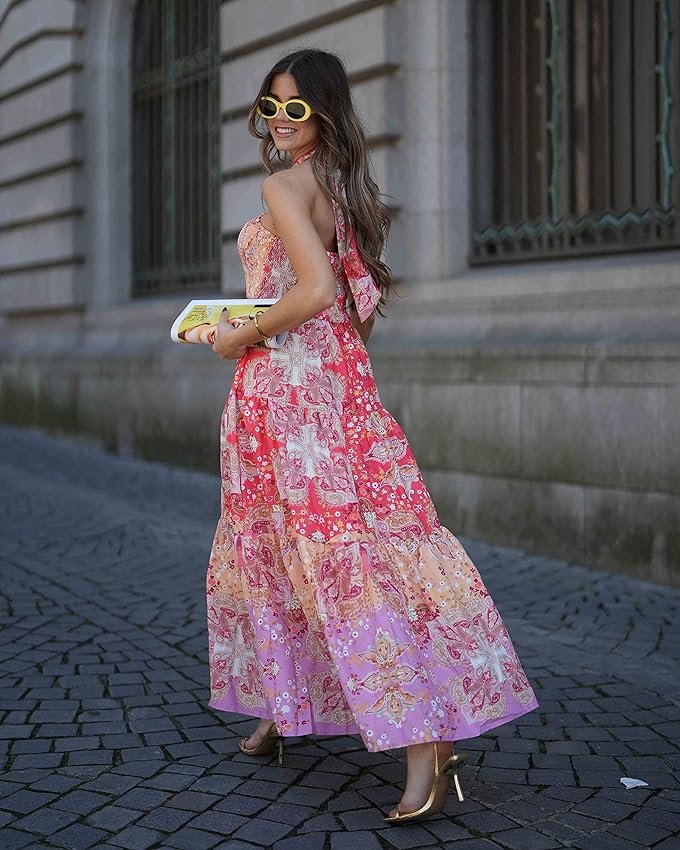  floral flowy A-line maxi dress