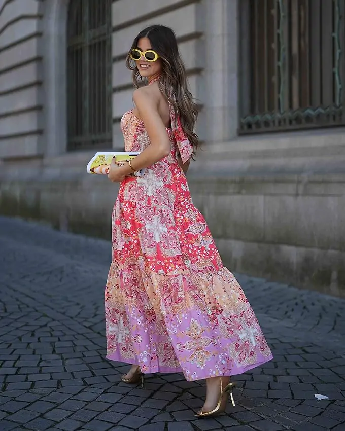 floral flowy A-line maxi dress