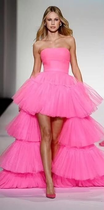 Highlow pink prom dress