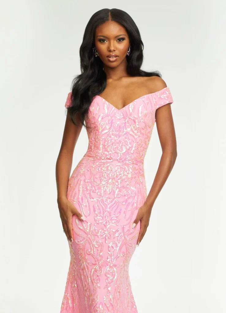 Sequin Pink Prom Dress