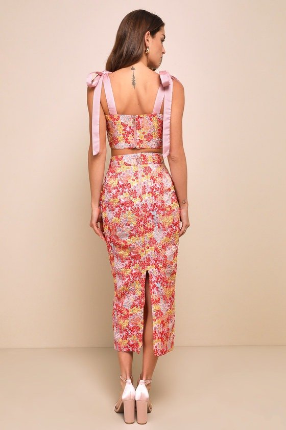 Pink Multi Metallic Tie-Strap Two-Piece