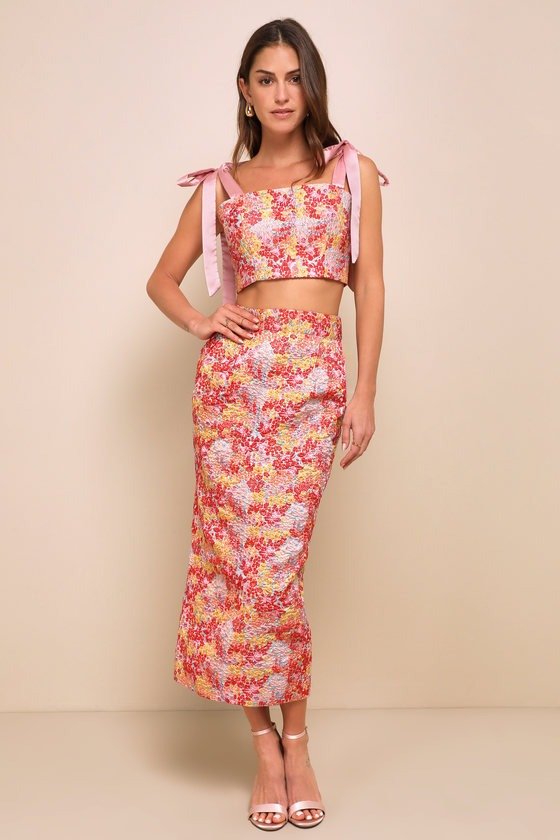 Pink Multi Metallic Tie-Strap Two-Piece 