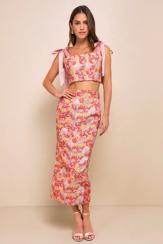 Pink Multi Metallic Tie-Strap Two-Piece