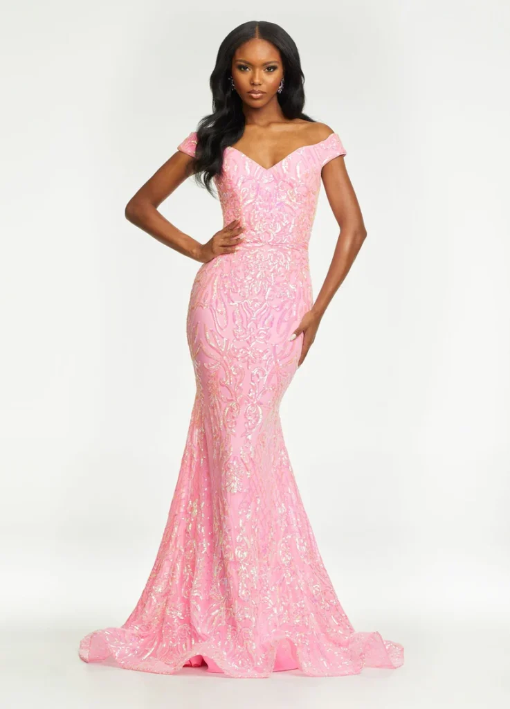 Sequin Pink Prom Dress