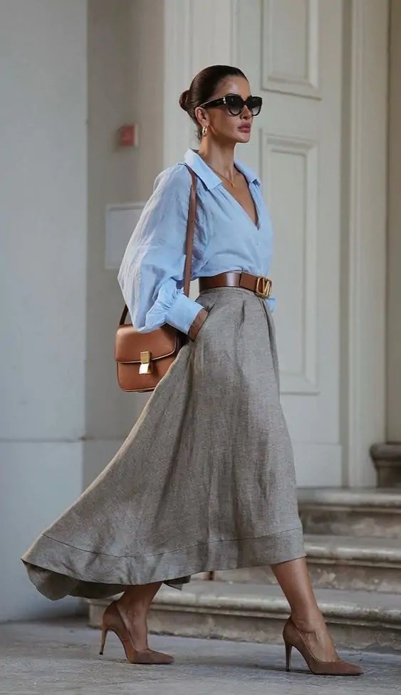 High Waist A Line Asymmetric Skirt