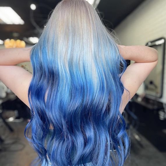 BLUE REVERSE OMBRE GOLD REVERSE OMBRE HAIRSTYLES