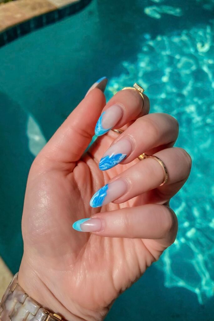 Blue Marble Summer Nails