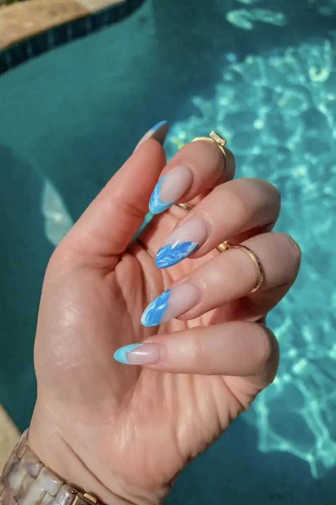 Blue Marble Summer Nails