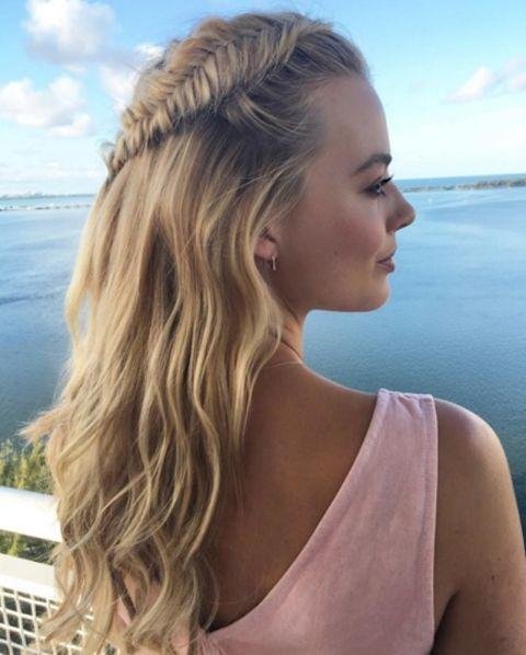 half-up half-down fishtail plait hairstyle