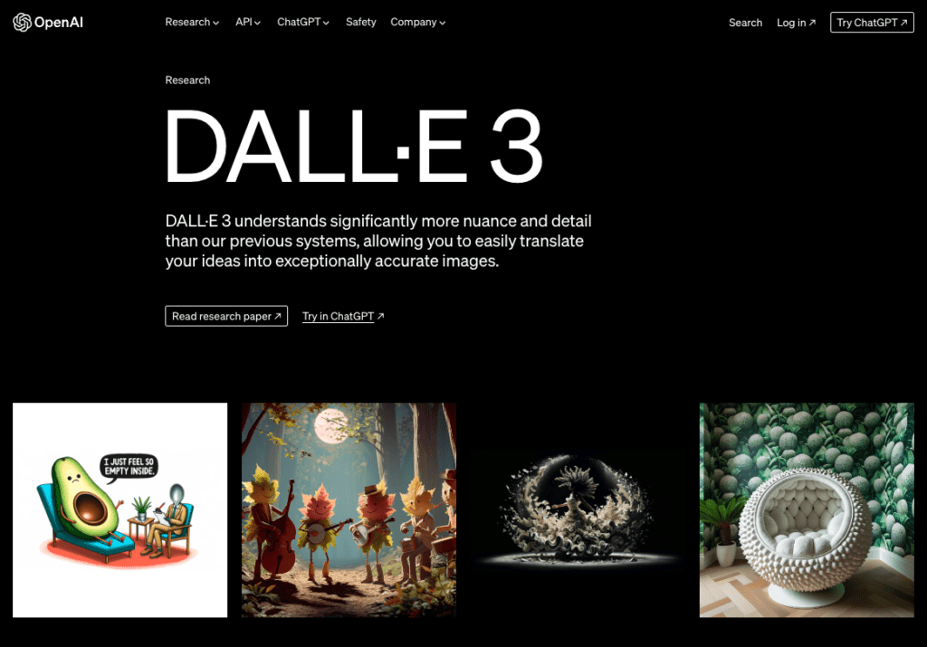 DALL·E, DALL·E 2, and DALL·E 3 are text-to-image models developed by OpenAI. These models use deep learning to generate digital images from natural language descriptions, known as "prompts."