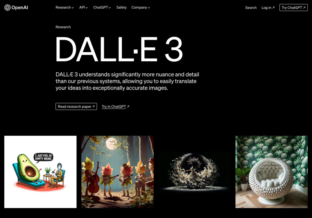 DALL·E, DALL·E 2, and DALL·E 3 are text-to-image models developed by OpenAI. These models use deep learning to generate digital images from natural language descriptions, known as "prompts."