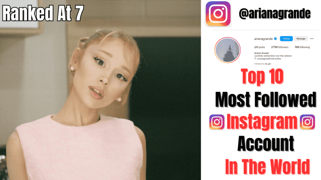 Ariana Grande, the pop superstar, has a massive fan base on Instagram, which helps her secure the 7th spot on this list of most followed accounts. Her Instagram is filled with concert highlights, personal photos, and sneak peeks of upcoming music projects. Ariana's unique style and powerful voice have made her a beloved figure on social media.