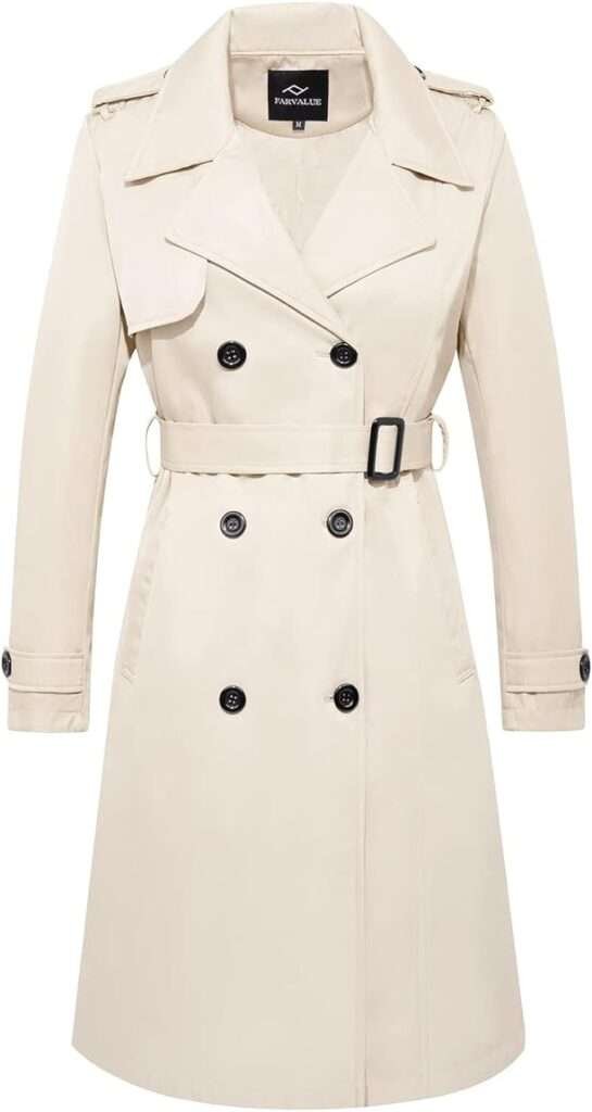  Women's Long Trenchcoat Double Breasted Trench Coat Water Resistant Classic Peacoat with Belt. This suit is oversized style. If you want a slimmer fit, please order a smaller size.（eg.If you usually wear M size, please buy size S）