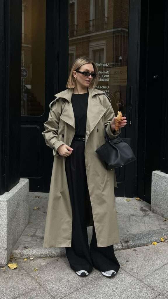 The maxi trench coat, typically reaching the calves or ankles, is all about making a bold, dramatic fashion statement. This long trench coat is perfect for those colder days when you need full coverage without sacrificing style.