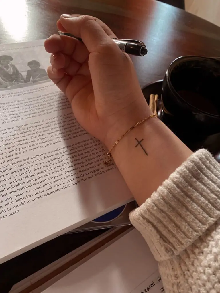 A minimalist cross tattoo is a powerful symbol of faith, spirituality, and protection. It can be placed almost anywhere on the body and looks elegant in a simple design.minimalist cross tattoo, small cross tattoo ideas, simple religious tattoos