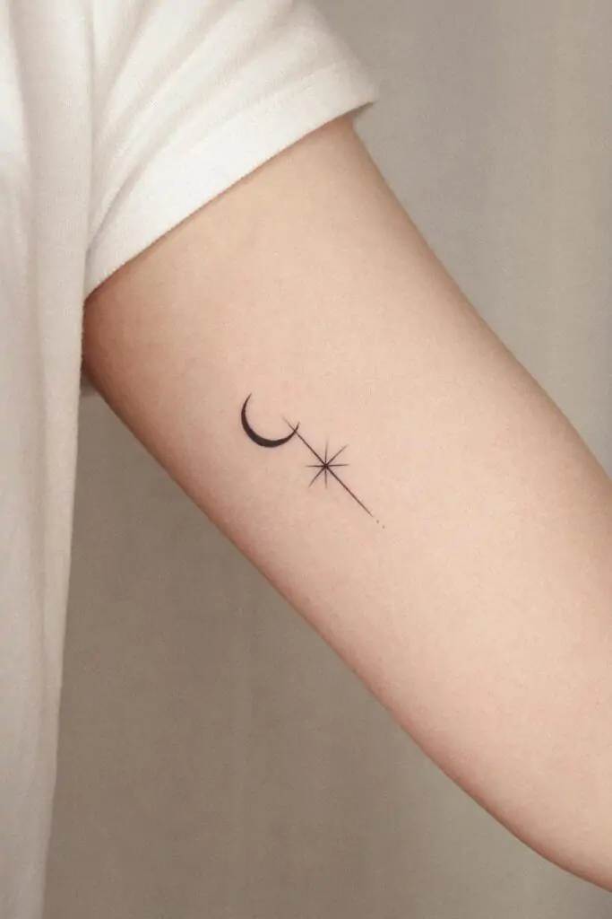 Stars are a timeless tattoo design that represents hope, guidance, and dreams. A single star or a small cluster of stars can look stunning as a minimalist tattoo.