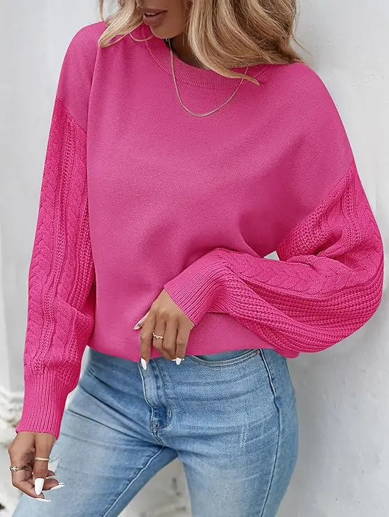 This stylish unique sweater is so soft and casual! It will pair gorgeously with jeans or rich your favorite fall skinnies! Classic round collar can beautify your face very well and greatly enhance your charm.You don't have to worry about autumn and winter matching anymore!
