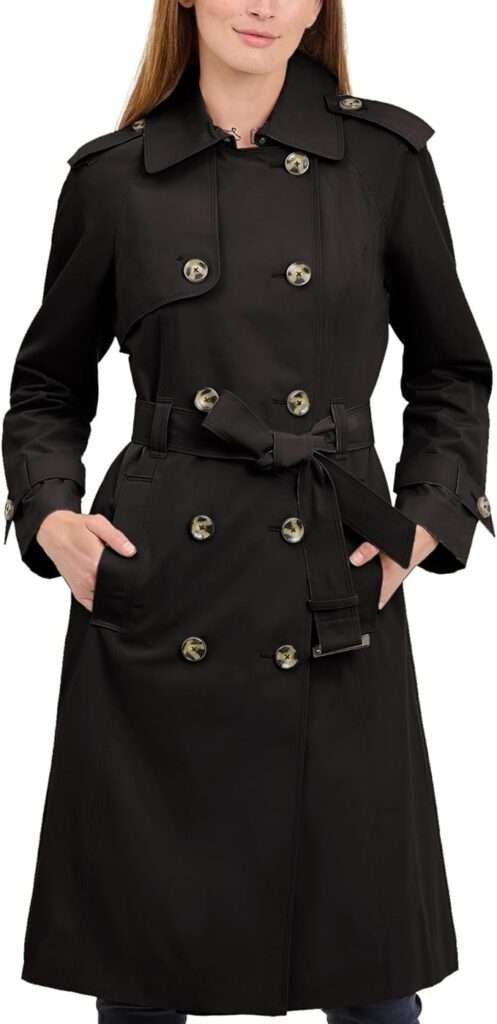 Fog Women's 3/4 Length Double-Breasted Trench Coat with Belt