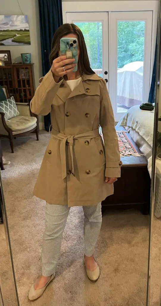 US Women's Trench Coat Double-Breasted Classic Lapel Overcoat Belted Slim Outerwear Coat with Detachable Hood