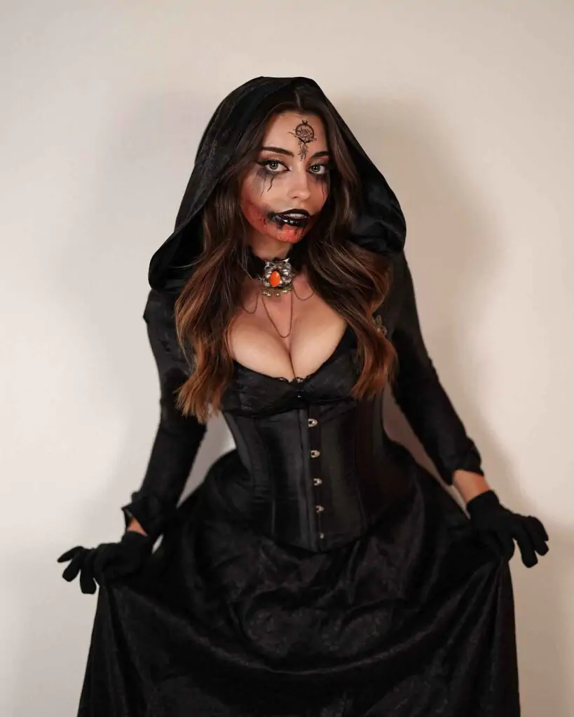 Halloween Midnight Enchantress Look. People love these costumes for their dramatic elegance, often evoking themes of magic, mystery, and historical fantasy.