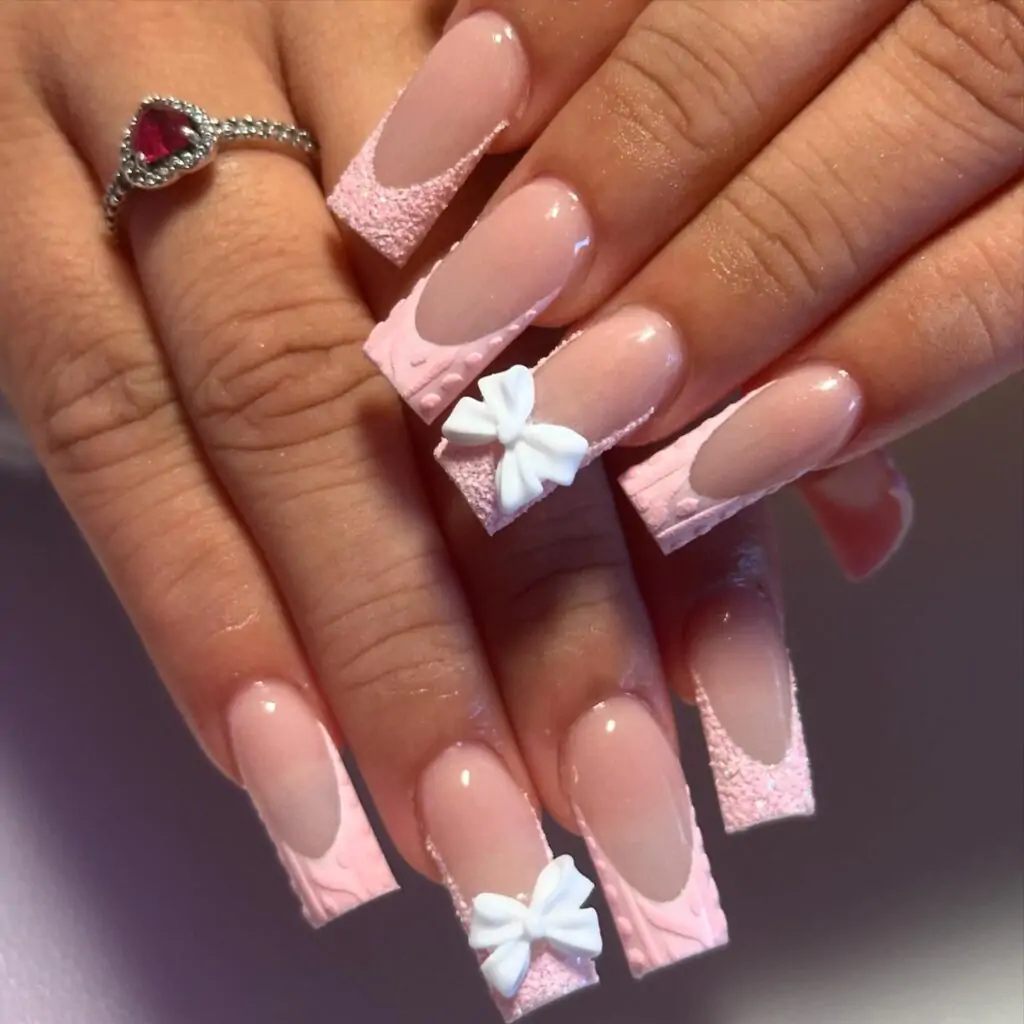 How about we call them "Festive Knit Glam"? This name captures the cozy sweater-knit texture and the festive 3D white bows, giving a stylish nod to the winter season.