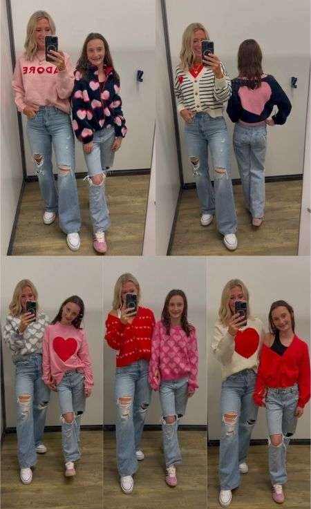 Embrace the cozy vibes this Valentine's with heart-themed sweaters, distressed jeans, and casual kicks—perfect for a stylish yet laid-back date!