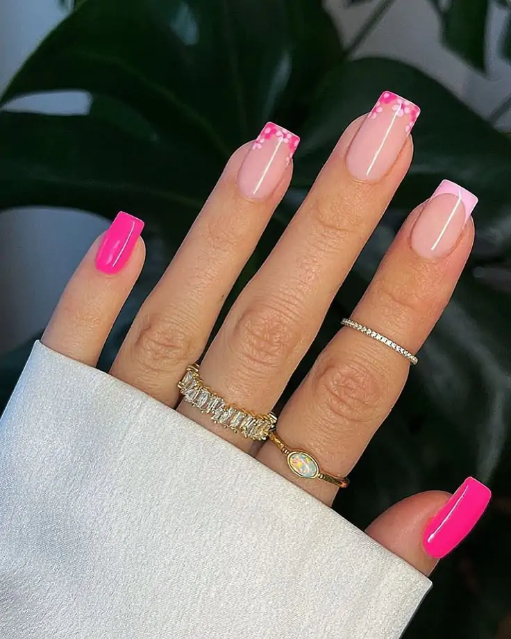 I’m obsessed with how this luxury manicure captures the season’s vibe—don’t you just love this nail design inspiration? Below are some more looks with different color and styles. These chic spring nails bloom with a soft nude base and delicate floral tips, perfect for a fresh, trendy nail art look!