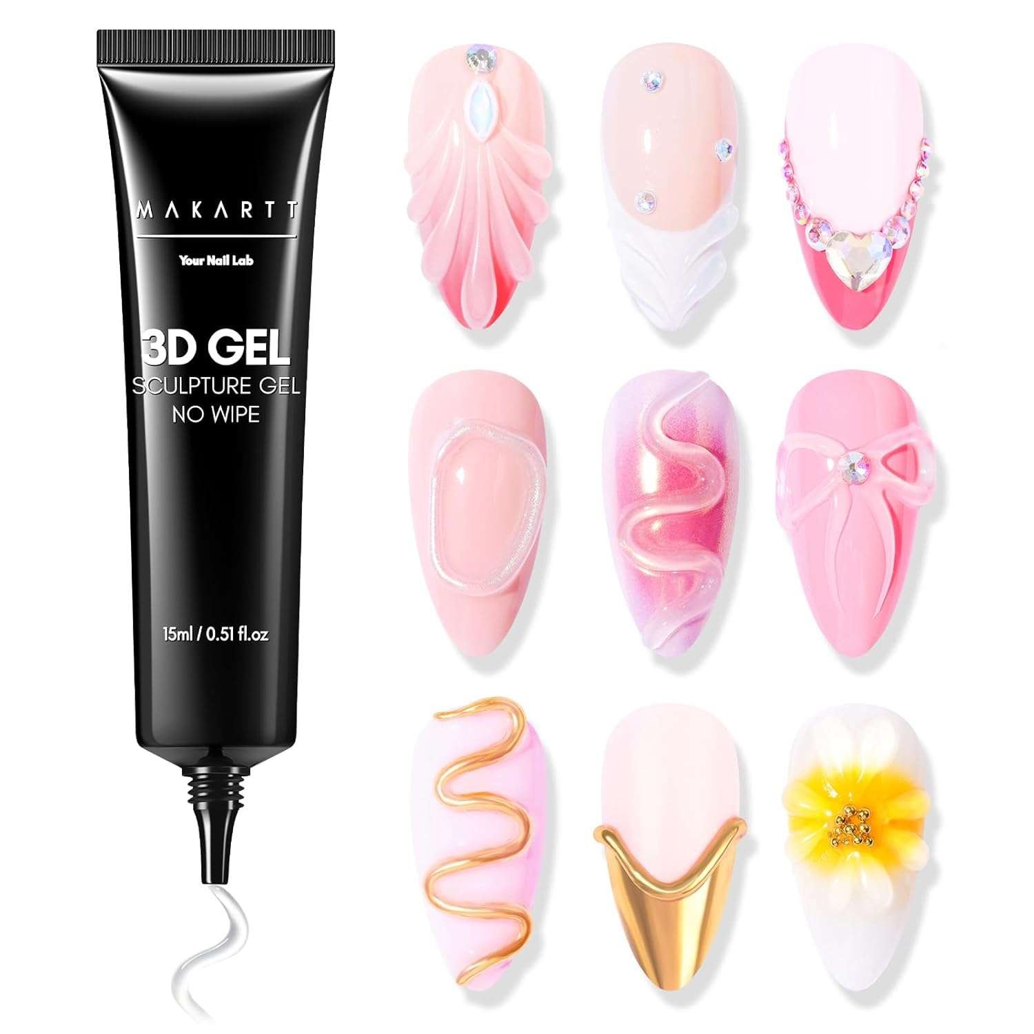 Makartt 3D Nail Gel - Nail Art Sculpting Gel Nail Glue 15g.