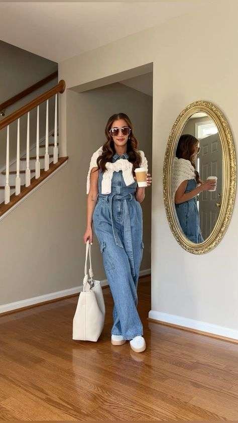 A lightweight, flowy jumpsuit with a cinched waist, paired with sandals or mules. Add a sleek crossbody bag and hoop earrings for a stylish finish. Why It Works: Comfortable and chic, jumpsuits are a great one-piece wonder for effortless spring dressing. Ideal for everything from brunch to weekend outings.