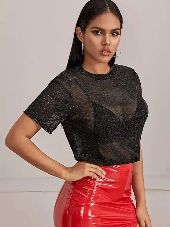Mesh Sheer Sexy T Shirt Blouse