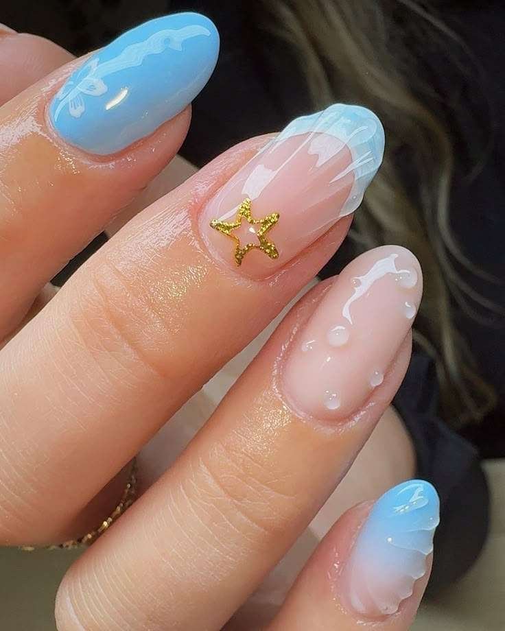 With summer months comes relaxing days at the beach—and manicures that match the views. "The beach trends and seashell trends are really fun for me for summer," says Gerstein. From realistic seashell nails made from 3D gel, to a classic ocean blue polish, this summer is all about "mermaid vibes." With deep blue nails specifically, she notes, "It’s universal and seems underrated because it might not seem as trendy, but it’s more of a staple and part of the core of what summer feels like."