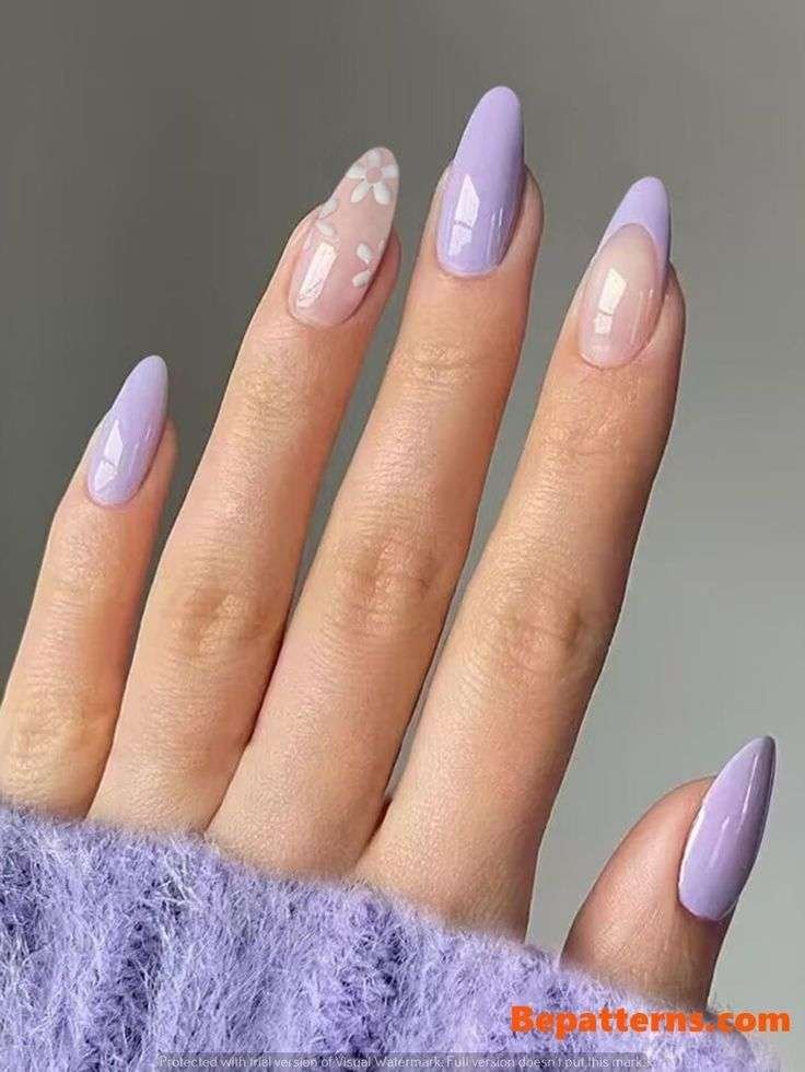 Pastels get playful this summer. Soft lilac, baby blue and mint green are “fresh and airy,” according to pros. Elle Gerstein says pastel lilac is her go-to summer shade – it “gives a soft shade with a lot of extra shine” and even plays neutral on olive skin. Wear them solid, or get creative with pastel swirl art or chromatic accents.