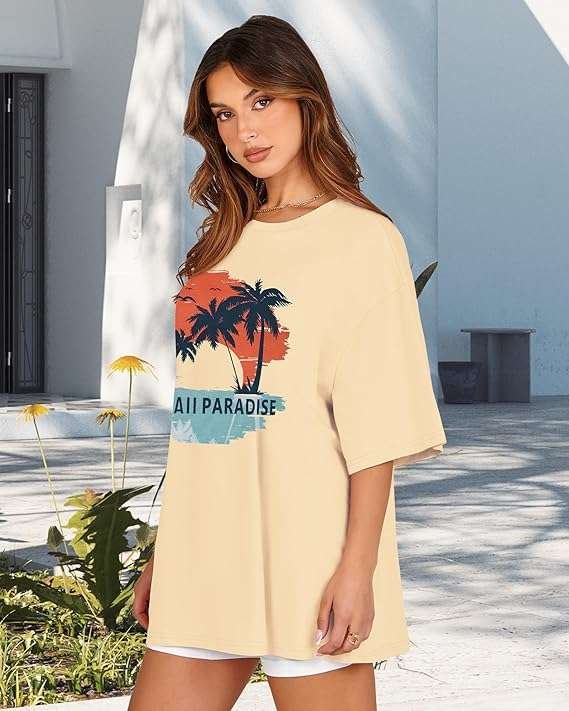 Womens Oversized Tshirt Graphic Tees Crew Neck Summer Short Sleeve Loose Fit Tops